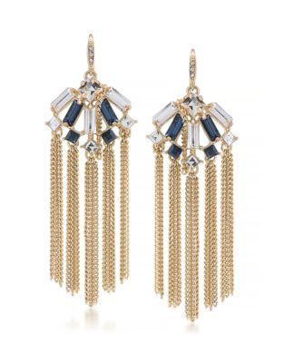 Carolee Crystal Tassel Drop Earrings - DARK BLUE