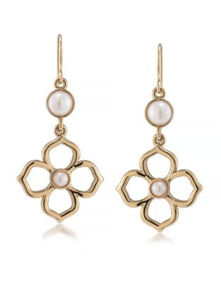 Carolee Floral Faux Pearl Drop Earrings - WHITE