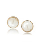Carolee Faux Pearl Button Stud Earrings - WHITE