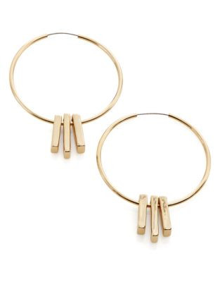 Lauren Ralph Lauren Bar Charm Hoop Earrings - GOLD