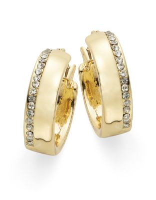 Lauren Ralph Lauren Rhinestone-Trimmed Hoop Earrings - GOLD