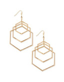 Coco Lane Triple Drop Hexagon Earrings - GOLD