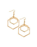 Coco Lane Double Drop Hexagon Earrings - GOLD