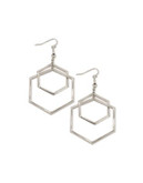 Coco Lane Double Drop Hexagon Earrings - SILVER