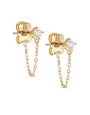Nadri Goldtone Chain Front-Back Earrings - GOLD
