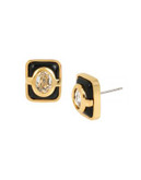 Diane Von Furstenberg Swarovski Stone Rectangle Link Stud Earrings - GOLD