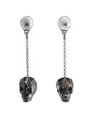 Uno De 50 Crystal Skull Drop Earrings - GREY