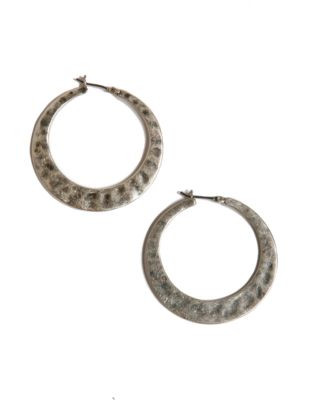 Lucky Brand Silver Tone Large Twisted Hoop Earrings - SILVER