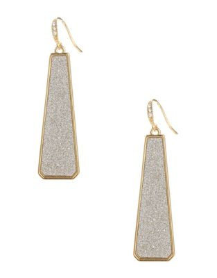 A.B.S. By Allen Schwartz Framed Glitter Linear Drop Earrings - SILVER