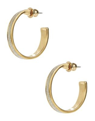 A.B.S. By Allen Schwartz Framed Glitter Hoop Earrings - GOLD