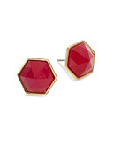 Trina Turk Hexagon Stone Stud Earrings - PINK