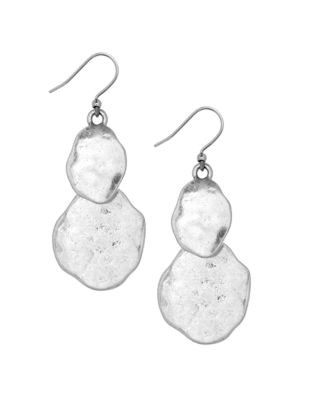Lucky Brand Double Hammered Disc Earrings - SILVER