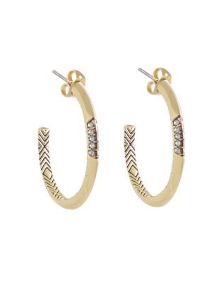 House Of Harlow 1960 Etched Pave Hoop Earrings - GOLD