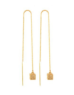 Cc Skye Block Party Ear Threader Crystal and 12K Gold-Plated Earrings - GOLD