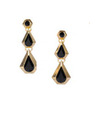 Kensie Three Drop Pear Stone Earrings - GOLD