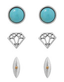 Lucky Brand Triple Stud Turquoise Earrings - SILVER