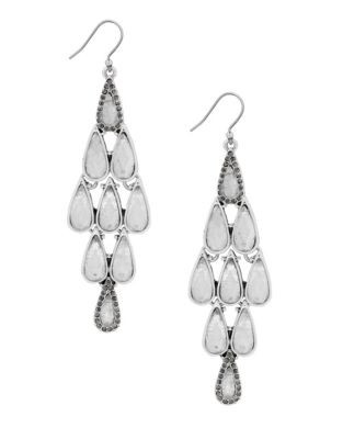 Lucky Brand Clear Major Pave Earrings - SILVER