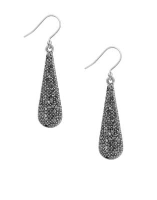 Lucky Brand Silvertone Pavé Oblong Earrings - SILVER