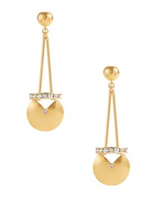 Gerard Yosca Pavé Bar Drop Plate Earrings - GOLD