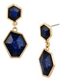 Kenneth Cole New York Gilded Lapis Metal Plastic Drop Earring - BLUE