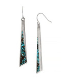 Kenneth Cole New York Pebble Beach Mixed Faceted Bead Geometric Stick Linear Earring - TEAL