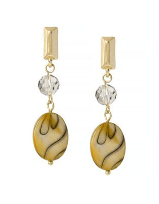 Kenneth Cole New York Natural Wonder Faceted and Shell Bead Drop Earring - GOLD