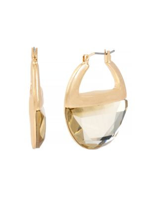 Kenneth Cole New York Fringe Worthy Faceted Stone Hoop Earring - GOLD