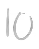 Robert Lee Morris Soho Organic Geometric Sculptural Medium Hoop Earring - SILVER