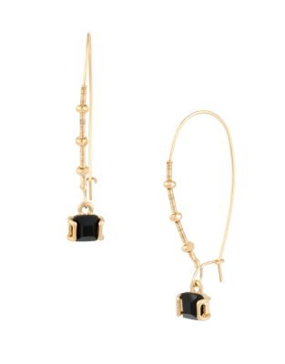 Kenneth Cole New York Faceted Stone Long Drop Earrings - JET
