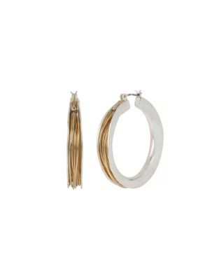 Robert Lee Morris Soho Wire-Wrapped Large Hoop Earrings - TWO TONE