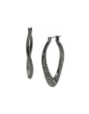 Kenneth Cole New York Pave Curved Oval Hoop Earrings - BLACK