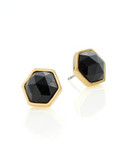 Trina Turk Hexagon Stone Stud Earrings - BLACK