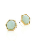 Trina Turk Hexagon Stone Stud Earrings - GREEN