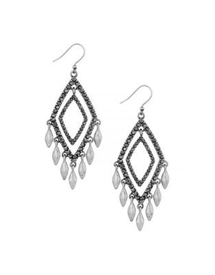 Lucky Brand Diamond Frame Pave Earrings - SILVER