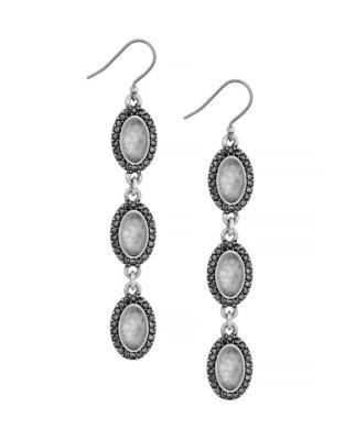 Lucky Brand Quartz Oval Pendant Earrings - SILVER
