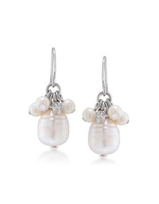Carolee Oyster Bar Cluster Pierced Earrings - WHITE