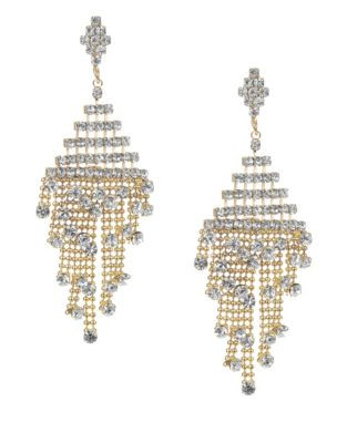 R.J. Graziano Rhinestone Fringe Earrings - GOLD