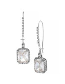 Betsey Johnson Crystal CZ Silver Square Long Drop Earring - CRYSTAL