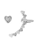 Betsey Johnson Heart Stud and Ear Cuff Set - SILVER