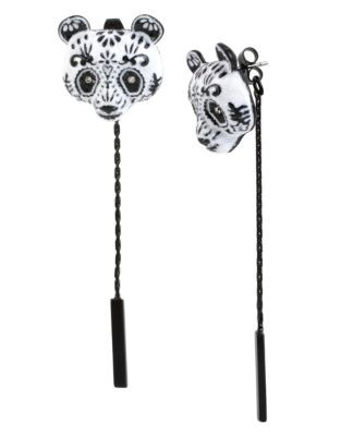 Betsey Johnson Sugar Critters Panda Front and Back Earring - BLACK/WHITE