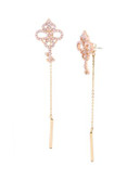 Betsey Johnson Wanderlust Pave Key Linear Chain Front and Back Earring - CRYSTAL