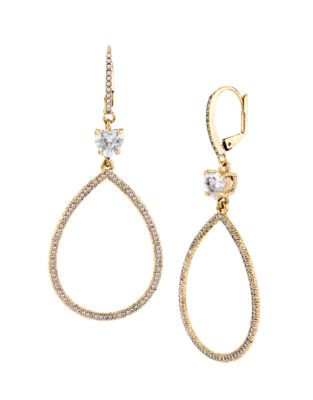 Betsey Johnson All That Glitters Pave Crystal Large Teardrop Gold Earring - CRYSTAL