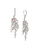 Betsey Johnson Pave Feather Drop Earrings - WHITE