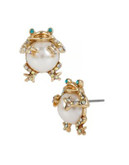 Betsey Johnson Pearl Critters Faux Pearl Frog Stud Earrings - WHITE