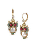 Betsey Johnson Pearl Critters Faux Pearl Owl Drop Earrings - WHITE