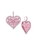 Betsey Johnson Filigree Heart Drop Earrings - PINK
