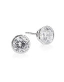 Expression Round Bezeled Sparkling Earrings - SILVER