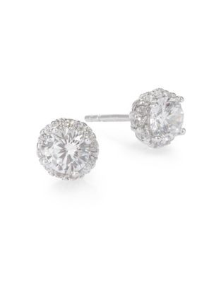 Expression Four-Prong Cubic Zirconia Stud Earrings - SILVER