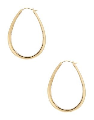 Nadri Gold 2 inch Tapered Elongated Hoop - GOLD