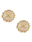 Rachel Zoe Stitches Button Earring Gold Plated Stud Earring - GOLD